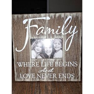 New In the Flow Family Life Begin Love Never Ends Rustic Farmhouse Picture Frame